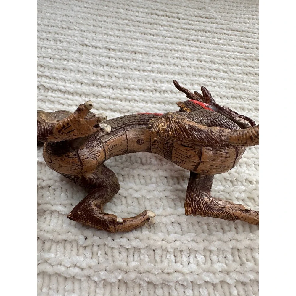 Papo Chinese Dragon Toy Figurine 2010 Brown‎ Red Flame Mythical Creature
